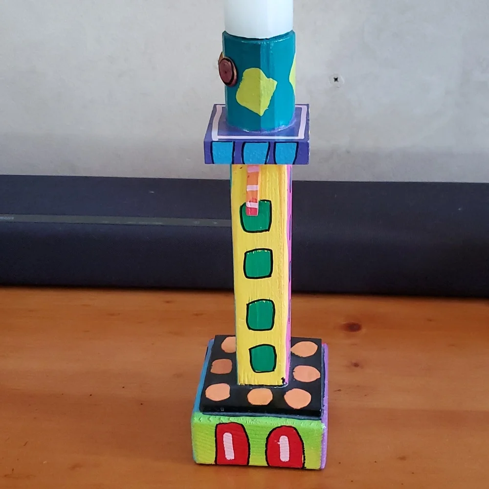 Third Ste USA colorful and whimsical candlestick holder yellow blue green red